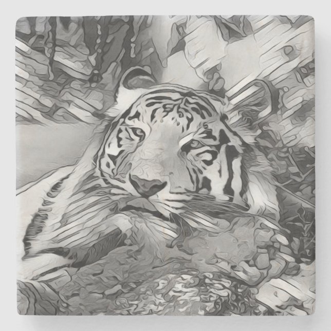 AnimalArtBW_Tiger_002 Stenunderlägg (Framsidan)