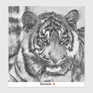AnimalArtBW_Tiger_009 Klistermärken