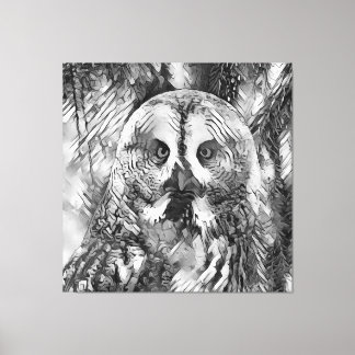 AnimalArtBW_Uggla_001 Canvastryck