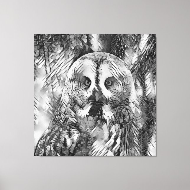 AnimalArtBW_Uggla_001 Canvastryck (Framsida)