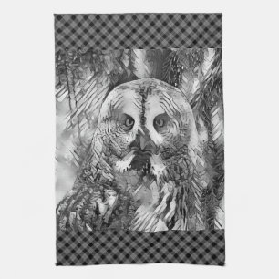 AnimalArtBW_Uggla_001 Kökshandduk