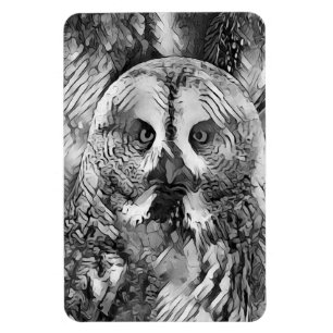 AnimalArtBW_Uggla_001 Magnet