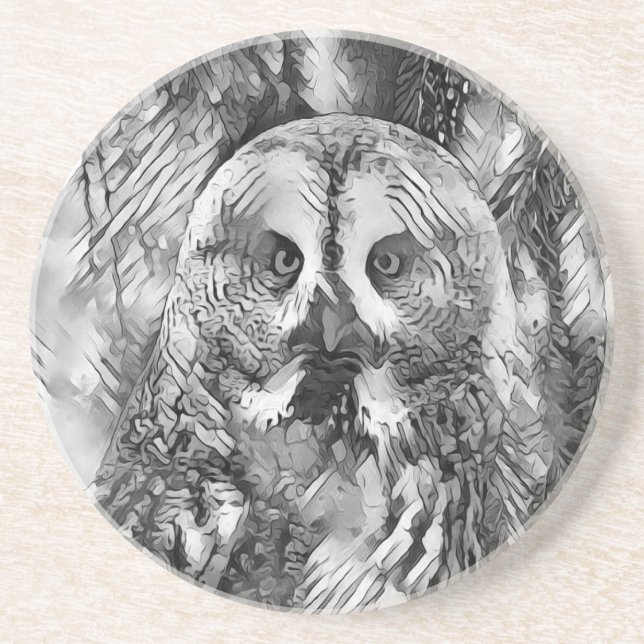 AnimalArtBW_Uggla_001 Underlägg (Framsidan)