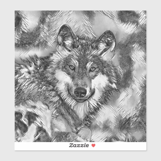 AnimalArtBW_Varg_001 Klistermärken (Ark)