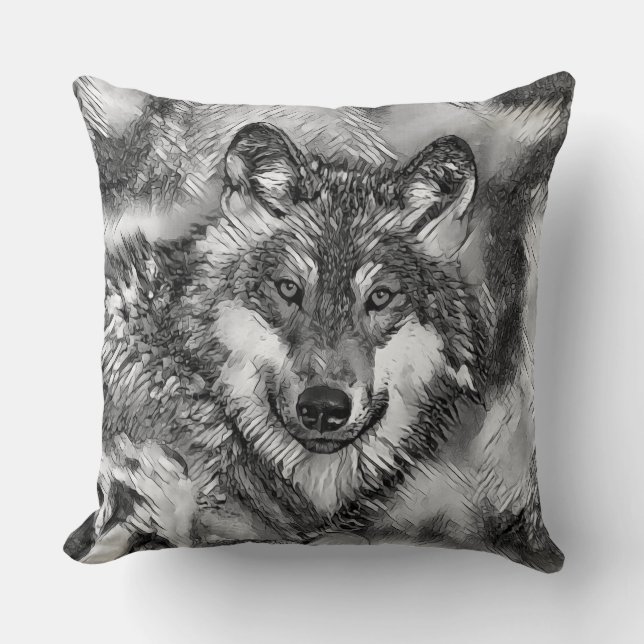 AnimalArtBW_Varg_001 Kudde (Framsida)
