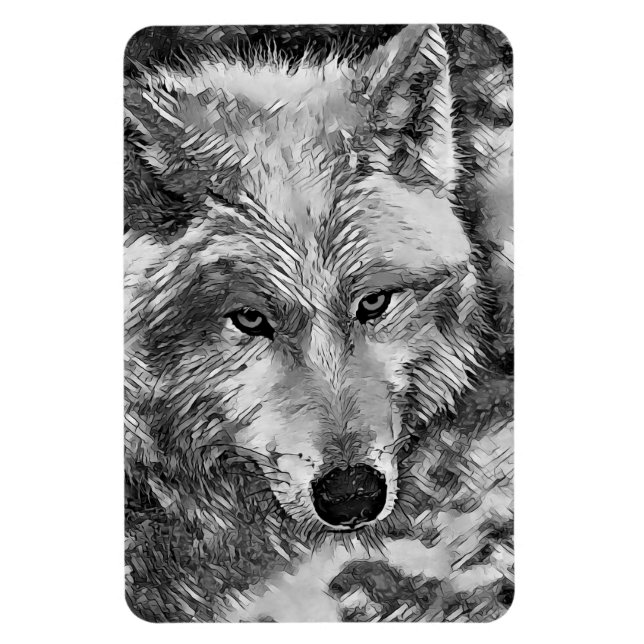 AnimalArtBW_Varg_002 Magnet (Vertikal)