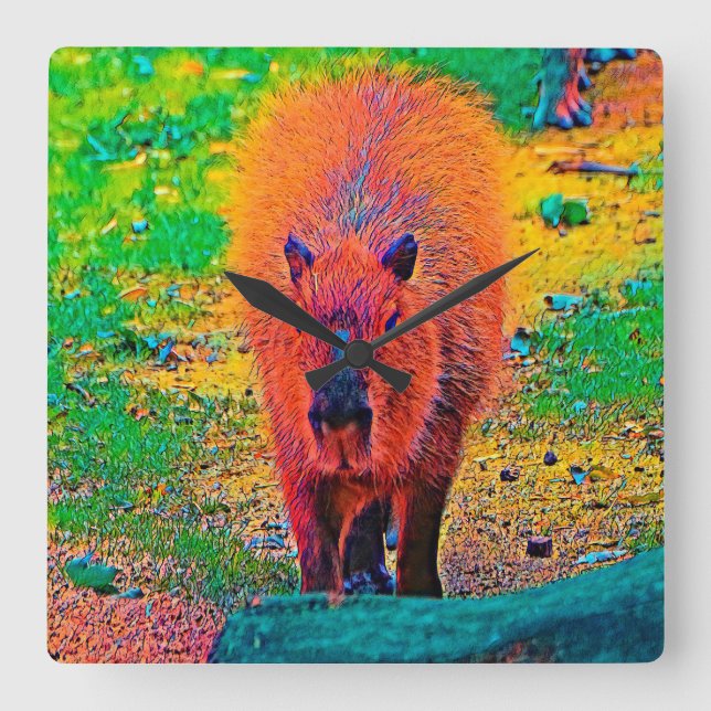 AnimalColor_Capybara_011 Fyrkantig Klocka (Framsida)