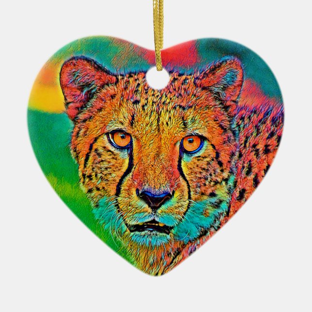 AnimalColor_Cheetah_001 Julgransprydnad Keramik (Framsidan)