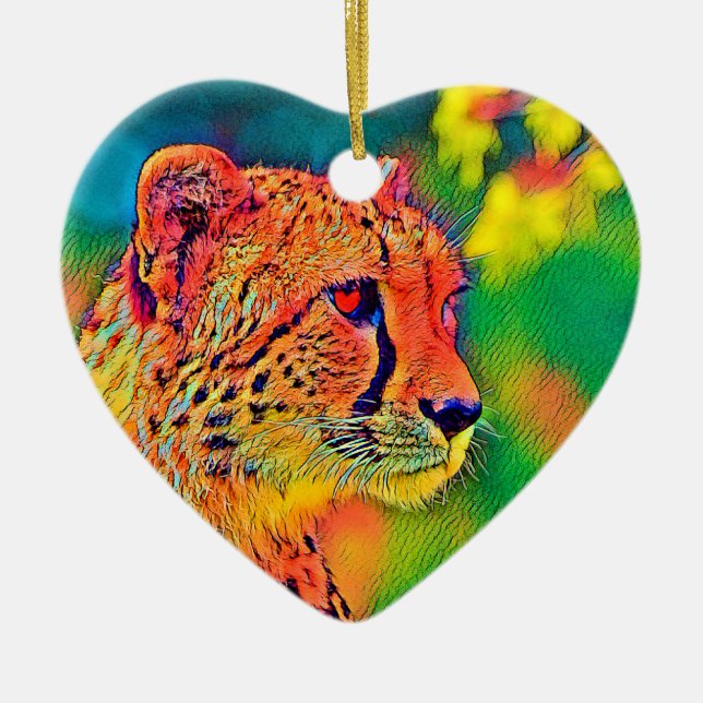 AnimalColor_Cheetah_004 Julgransprydnad Keramik (Framsidan)