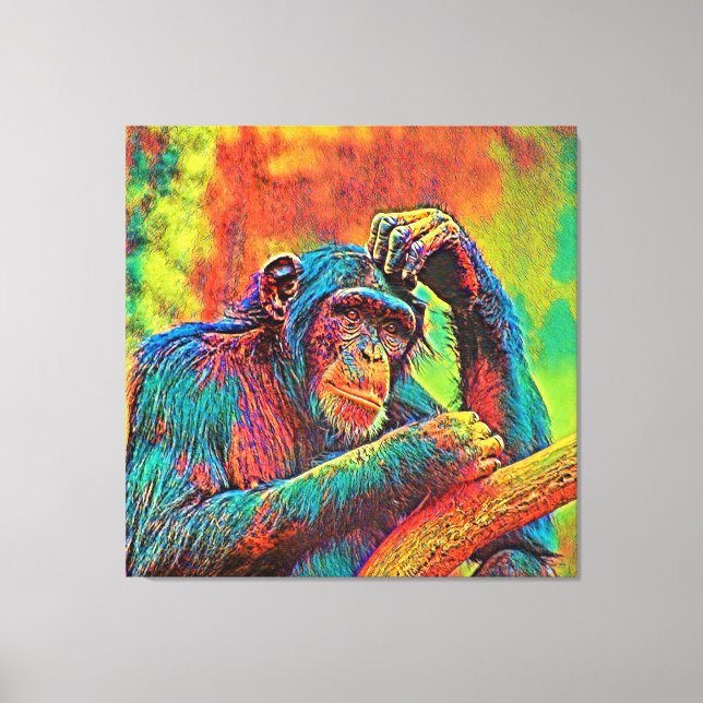 AnimalColor_Chimpanzee_008 Canvastryck (Framsida)