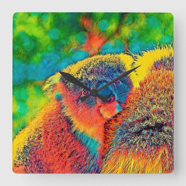 AnimalColor_Koala_001 Fyrkantig Klocka (Framsida)
