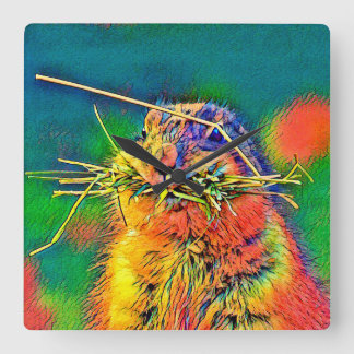 AnimalColor_Prairiedog_004 Fyrkantig Klocka