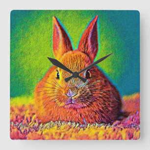 AnimalColor_Rabbit_07 Fyrkantig Klocka