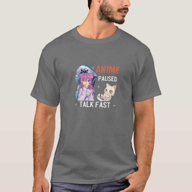 Animalen har pausat Talk Fast Vaporwave Anime för  T Shirt (Framsida)