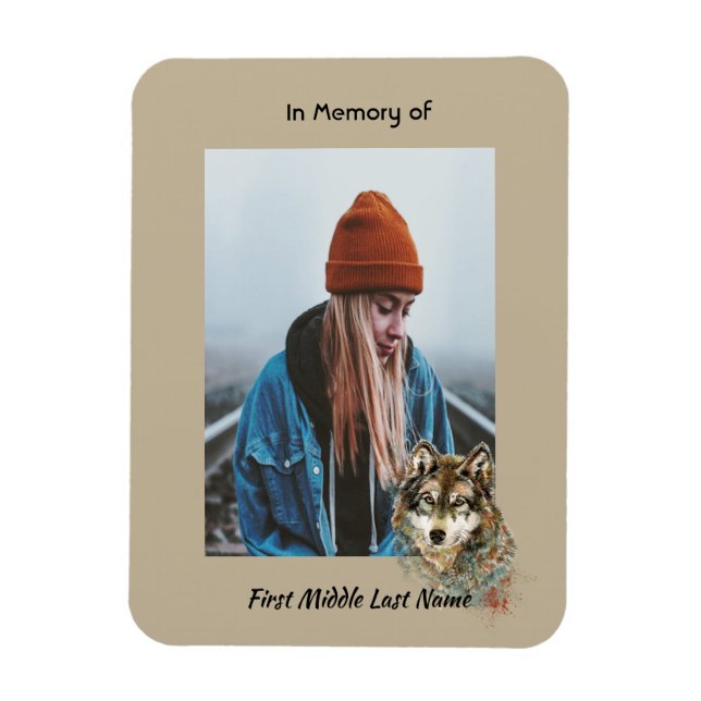 Animaler för Varg av minnesknappars vattenfärg Magnet (Vertikal)