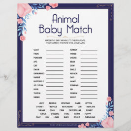 Animalisk Baby Match [Blommigt Ram] Brevhuvud
