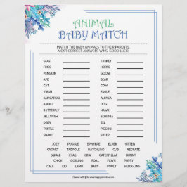 Animalisk Baby-matchning [blått Blommigt tema] Brevhuvud