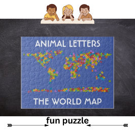 Animalisk Brev World Map Alphabet Jigszle Puzzle Pussel