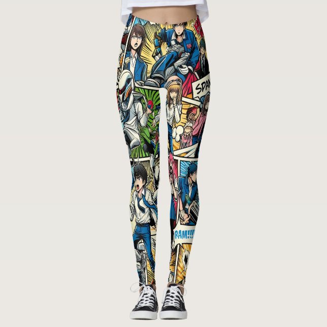 Animalisk Chic: Trendig Manga Stil Leggings (Framsida)