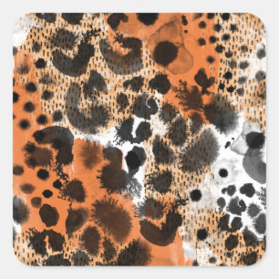 Animalisk hud: kreativ leopard mönster. fyrkantigt klistermärke