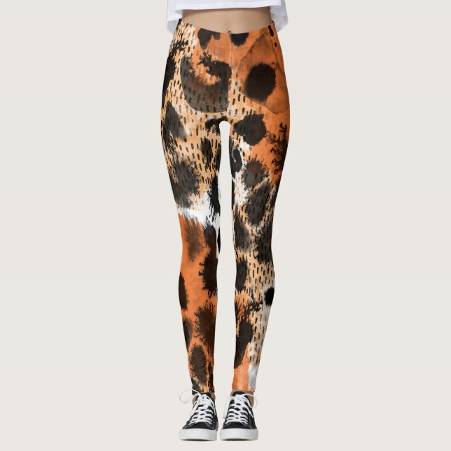 Animalisk hud: kreativ leopard mönster. leggings (Framsida)