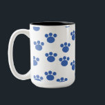 Animalisk papp Skriv ut Mönster. Blå och vit. Två-Tonad Mugg<br><div class="desc">Blått blad skriver ut mönster på en vit bakgrund.</div>