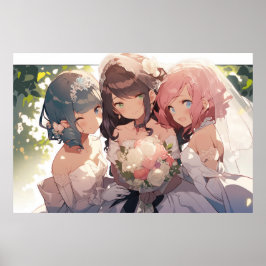 Animalisk polyamoral lesbisk triad bröllop poster