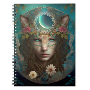 Animalisk spirit Mystical Fantasy Art Anteckningsbok