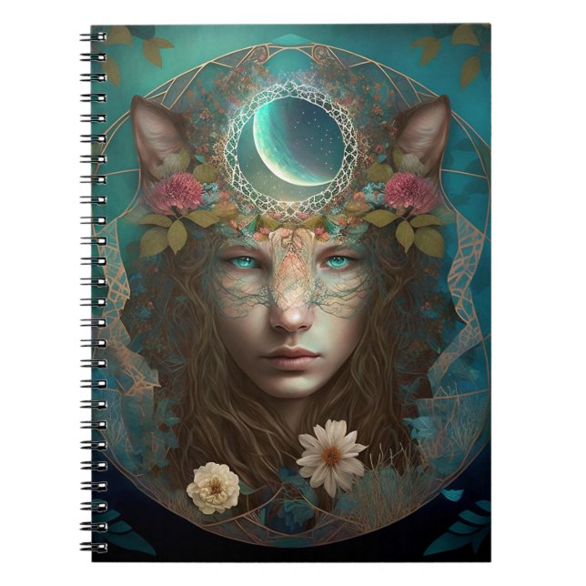 Animalisk spirit Mystical Fantasy Art Anteckningsbok (Framsidan)