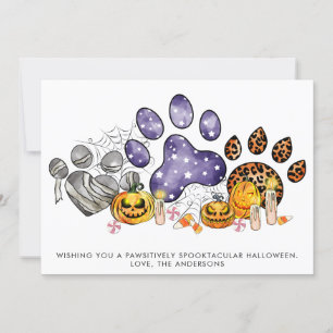 Animalisk Tass avtryck Pumpkin Hund Cat Pet Hallow Julkort