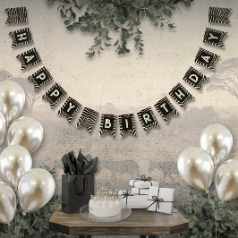Animalisk tidskrift Zebra Birthday Bunting Banner Vimplar