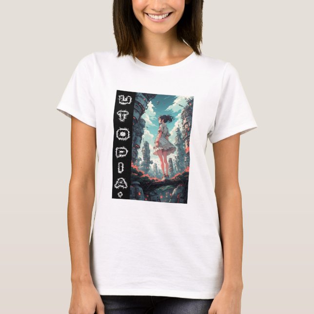 Animalisk utopi i den framtida utformningen t shirt (Framsida)