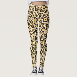 Animalisk utskrift Jaguar Light-Gult och Orange Leggings