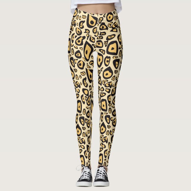 Animalisk utskrift Jaguar Light-Gult och Orange  Leggings (Framsida)