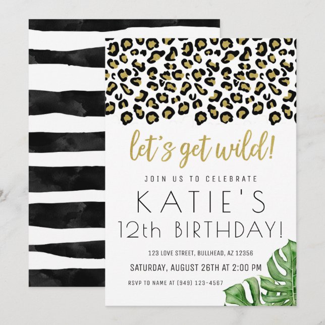 Animalisk utskrift Låt oss Hämta Vild Safari Jungl Inbjudningar (Fram/baksida)