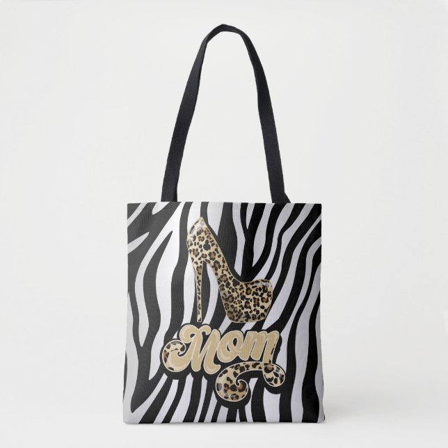 Animalisk utskrift Mamma High Heel Mode Tote Tygkasse (Framsida)