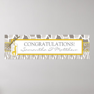 Animalisk utskrift och Giraffe Baby Shower Banner  Poster