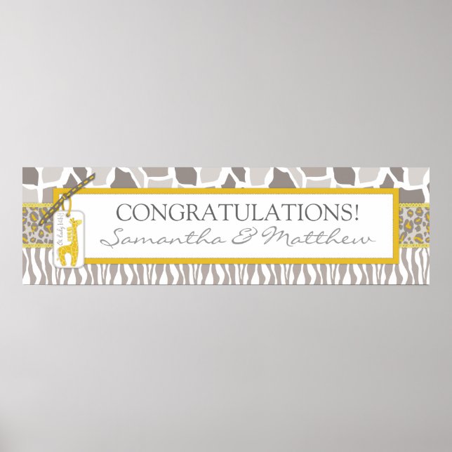 Animalisk utskrift och Giraffe Baby Shower Banner  Poster (Framsidan)