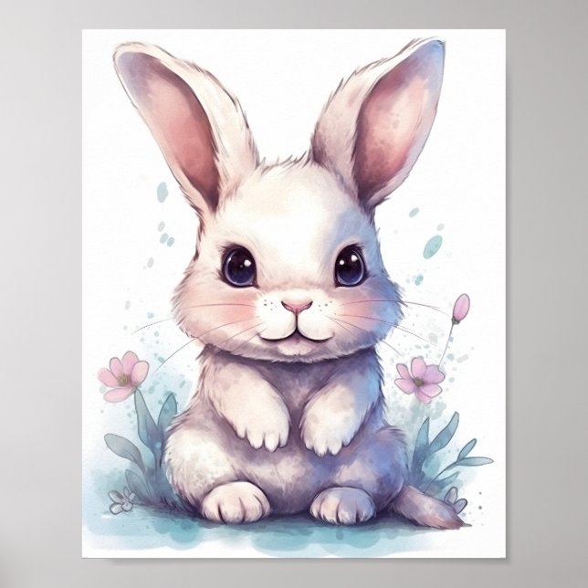 Animalisk ytfärg Illustration Cute Bunny Poster (Framsidan)