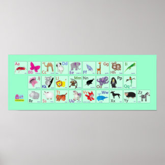 Animaliska alfabet på grönten poster