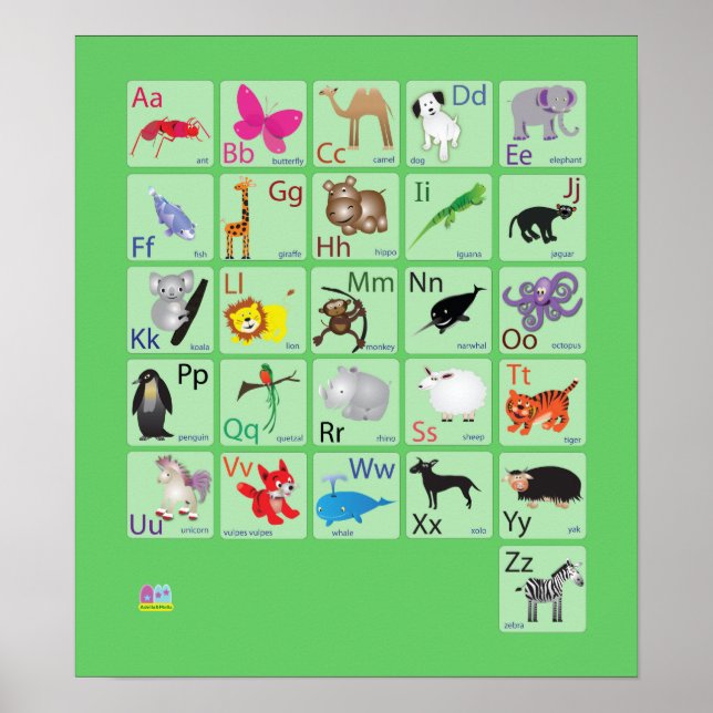 Animaliska alfabet poster (Framsidan)