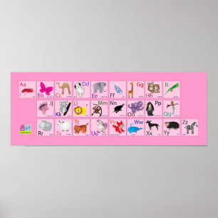 Animaliska alfabeter på rosa poster
