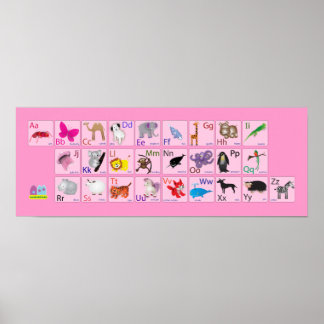 Animaliska alfabeter på rosa poster