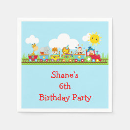 Animaliska circus Tåg Barns födelsedag i Red Pappersservett