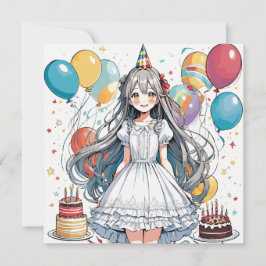 Animaliska flicka Birthday C Inbjudningar