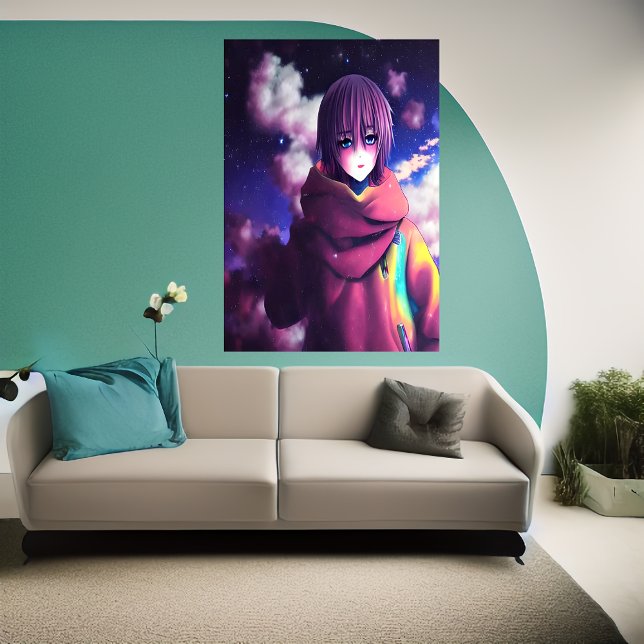 Animaliska flickor, stjärnor och moln | AI Art Pos Poster (Skapare uppladdad)