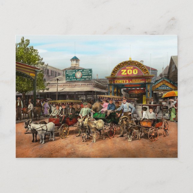 Animaliska - getter - Coney Island NY - Kid rides  Vykort (Framsida)