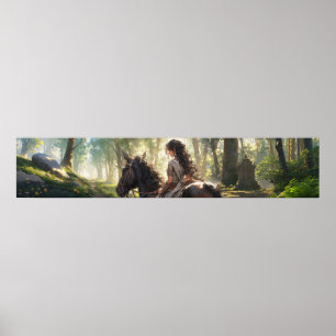 Animaliska hästkapplöpningar i skogen - Ultratunna Poster