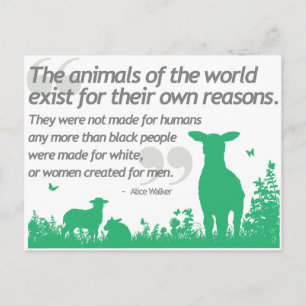 Animaliska Höger - Alice Walker-offertdesign Vykort