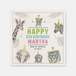Animaliska Party Vild Djurfödelsedag Pappra platto Pappersservett